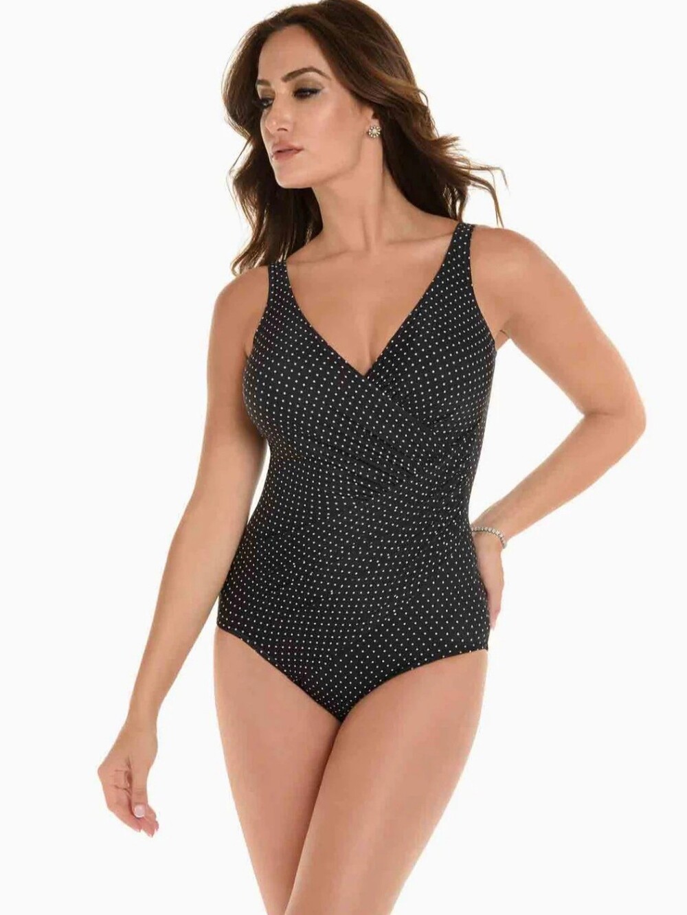 Miraclesuit Women's One Piece Oceanus Black and White Pin size 18W resortwear